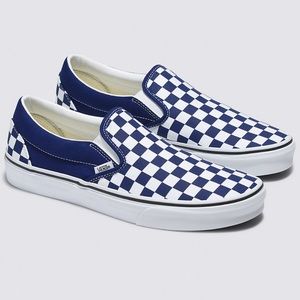 Vans Checkerboard Classic Slip-On Shoes in Navy Blue Check. Worn Once EUC 11 Men